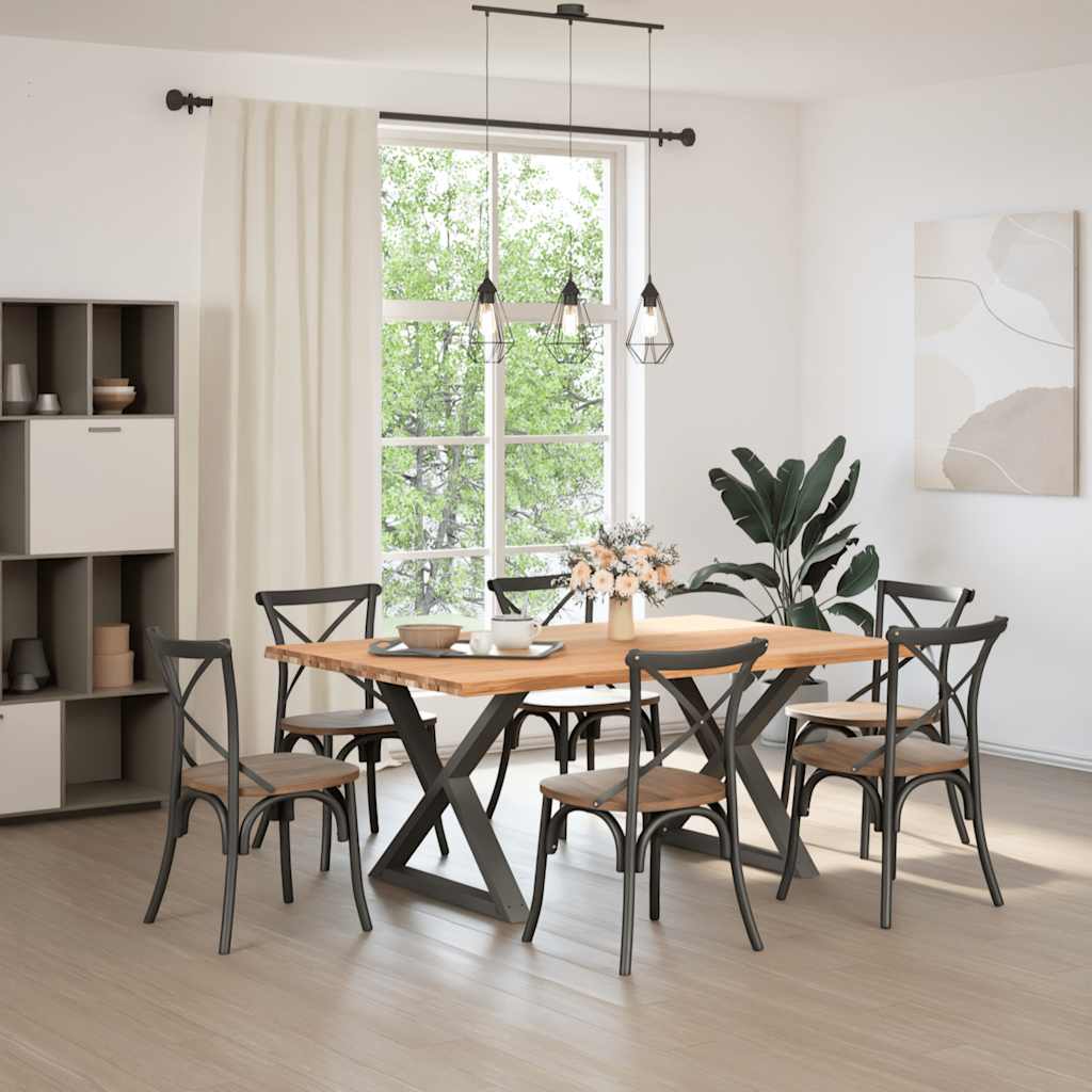 vidaXL Eettafel met natuurlijke rand 180x120x74cm eikenhout lichtbruin afbeelding