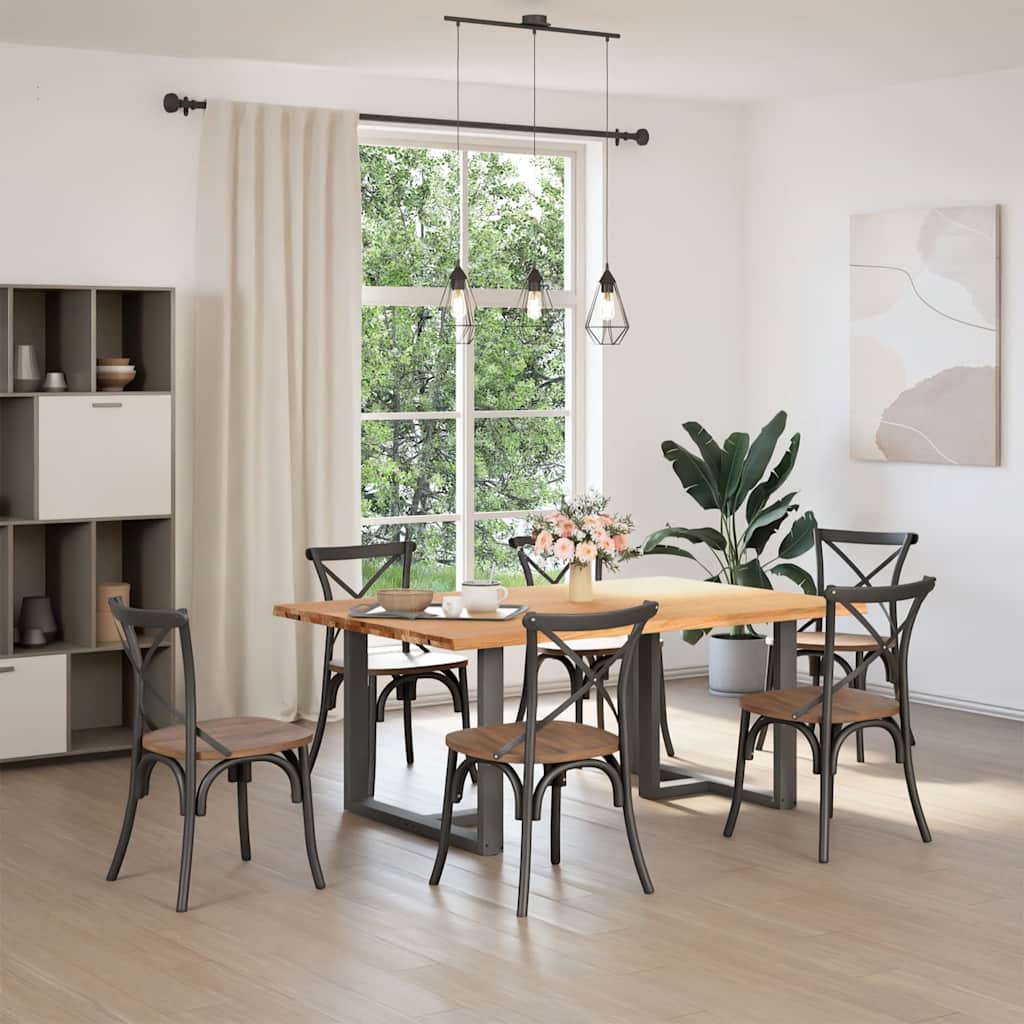 vidaXL Eettafel met natuurlijke rand 180x120x74 cm massief eikenhout afbeelding