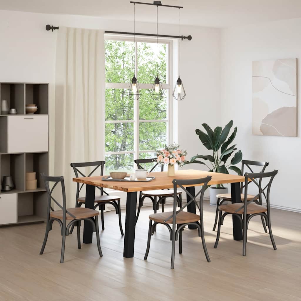 vidaXL Eettafel rechthoekig 180x120x74 cm massief eikenhout lichtbruin afbeelding