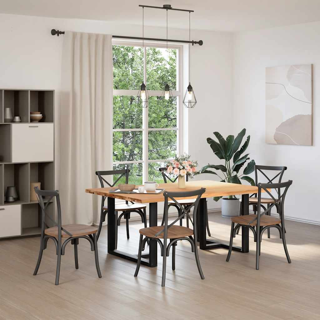 vidaXL Eettafel met natuurlijke rand 180x120x74 cm massief eikenhout afbeelding