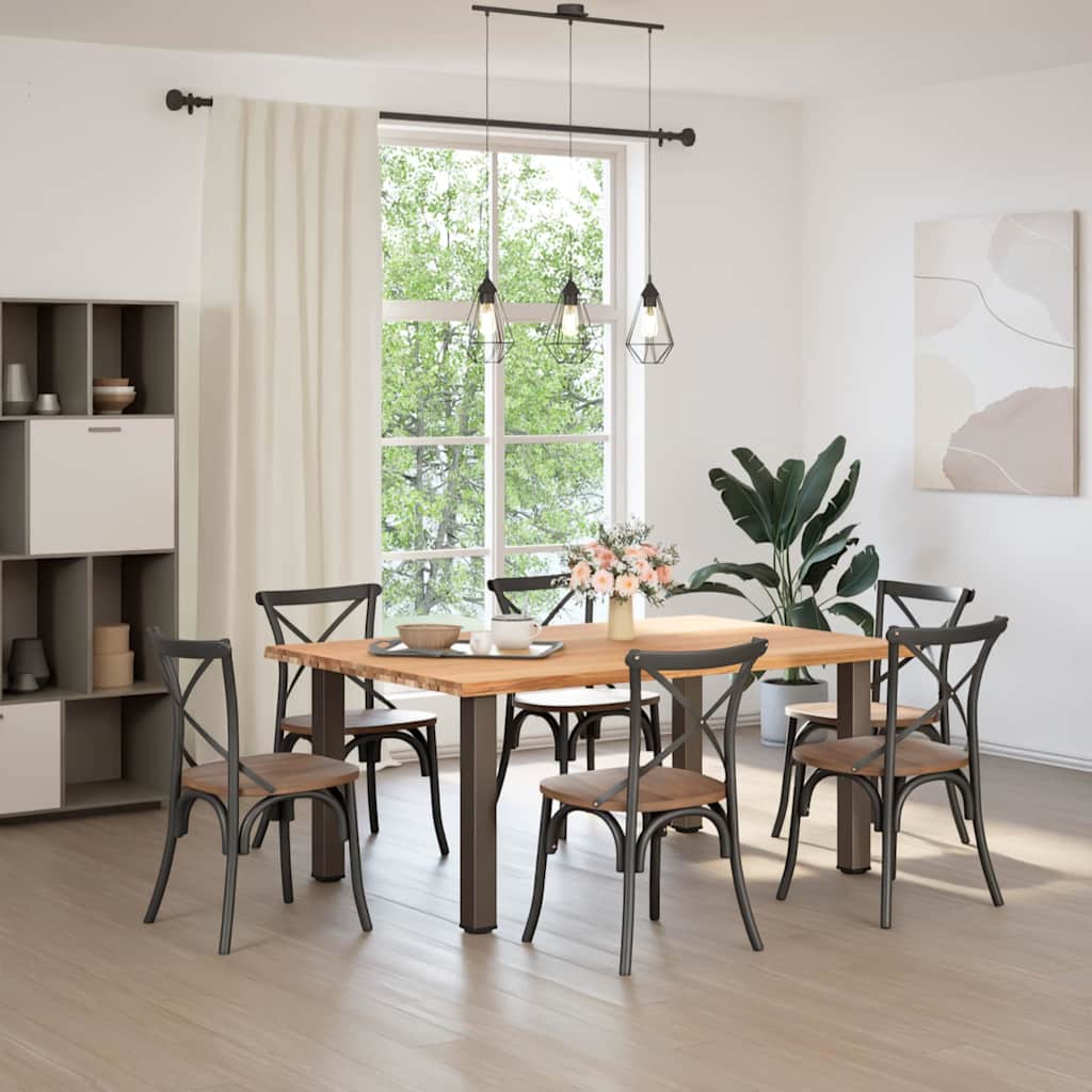 vidaXL Eettafel rechthoekig 180x120x74 cm massief eikenhout lichtbruin afbeelding