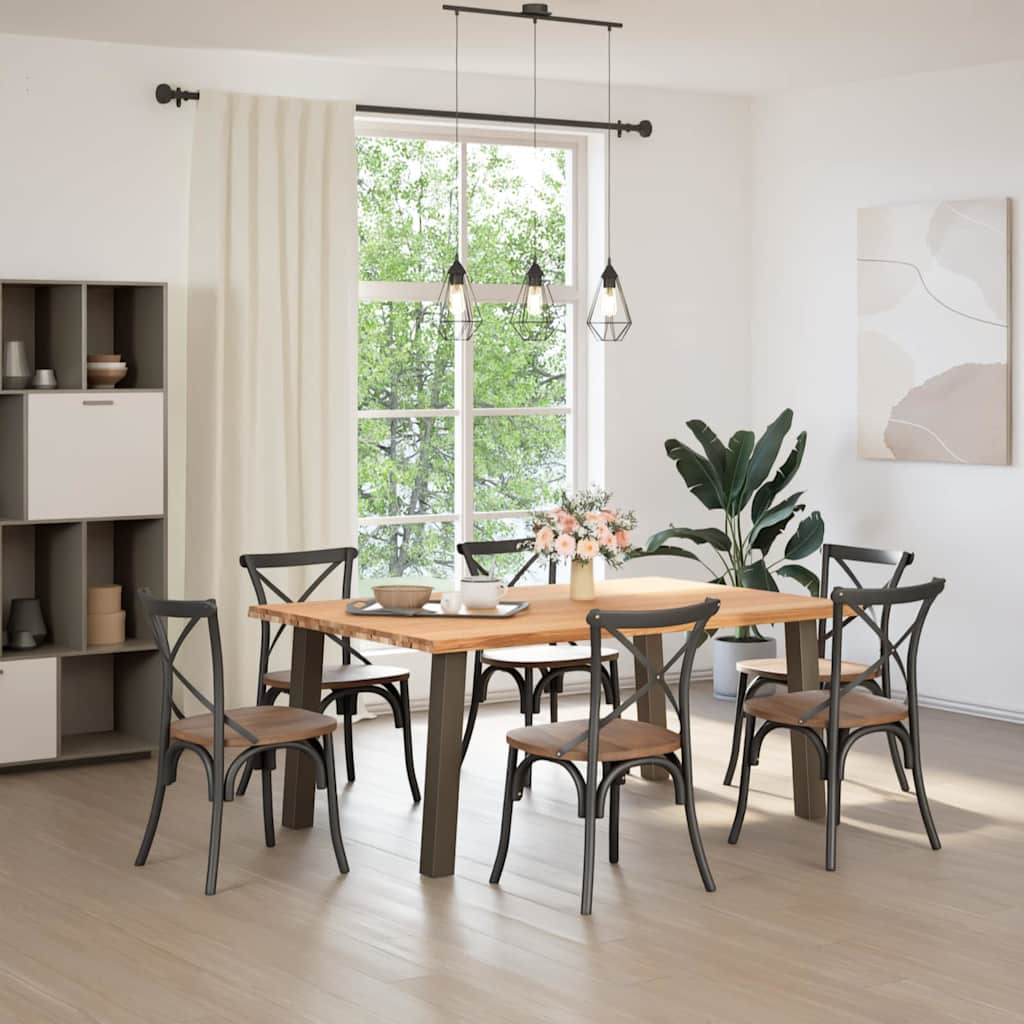 vidaXL Eettafel rechthoekig 180x120x74 cm massief eikenhout lichtbruin afbeelding