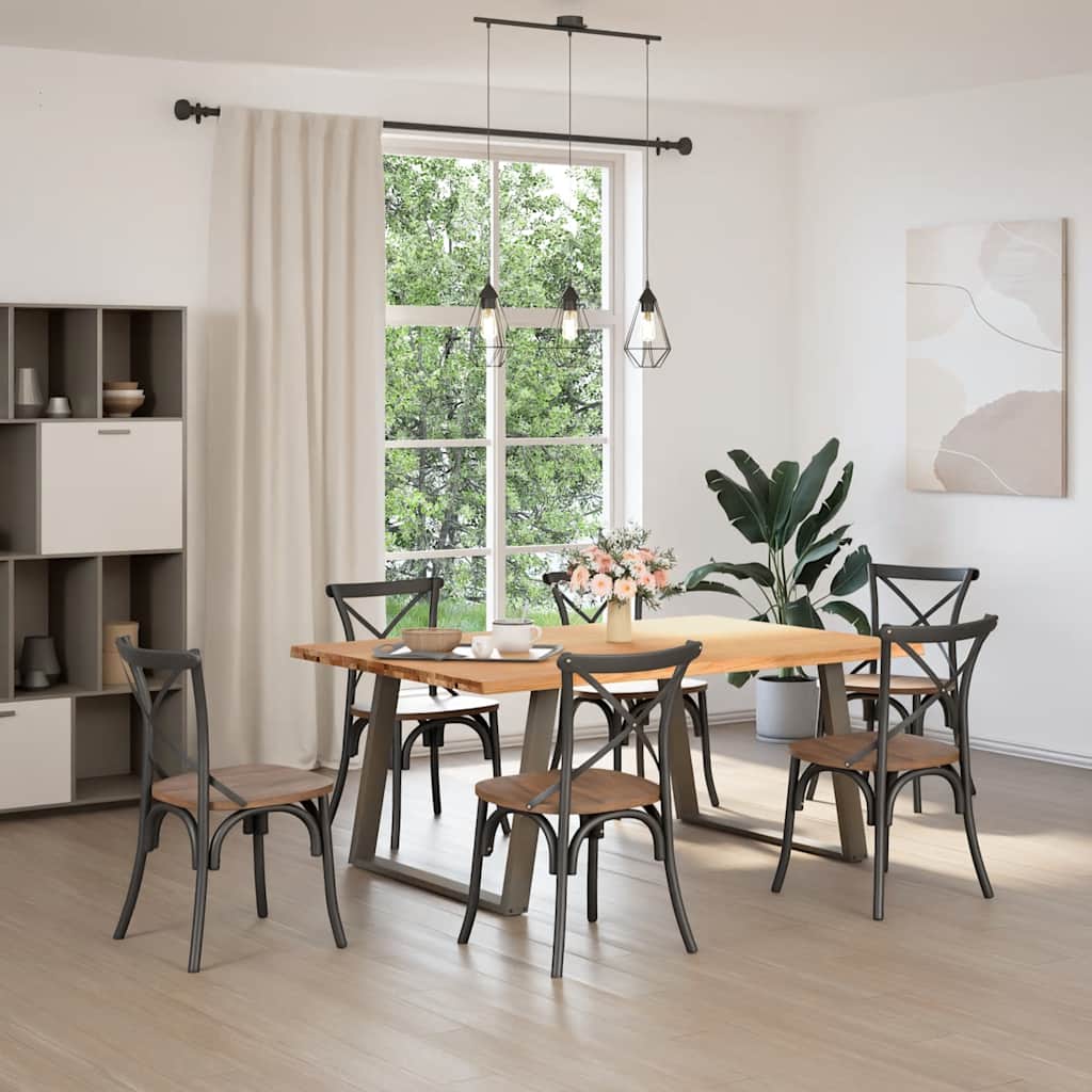 vidaXL Eettafel met levende rand 180x120x74 cm massief eikenhout rechthoekig