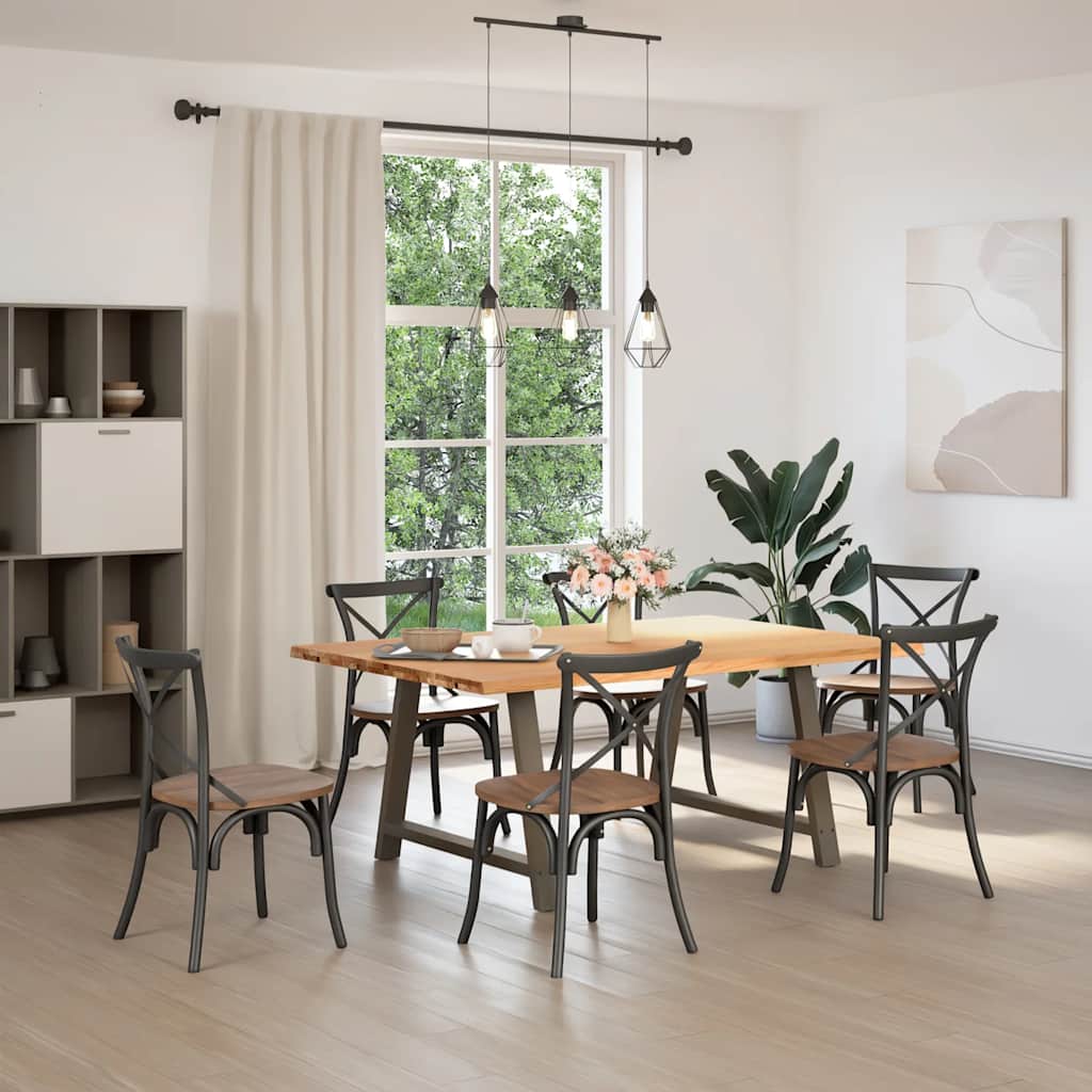 vidaXL Eettafel met natuurlijke rand 180x120x74 cm massief eikenhout afbeelding