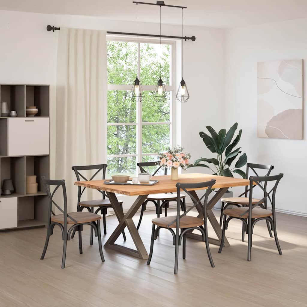vidaXL Eettafel met natuurlijke rand 180x120x74cm eikenhout lichtbruin afbeelding