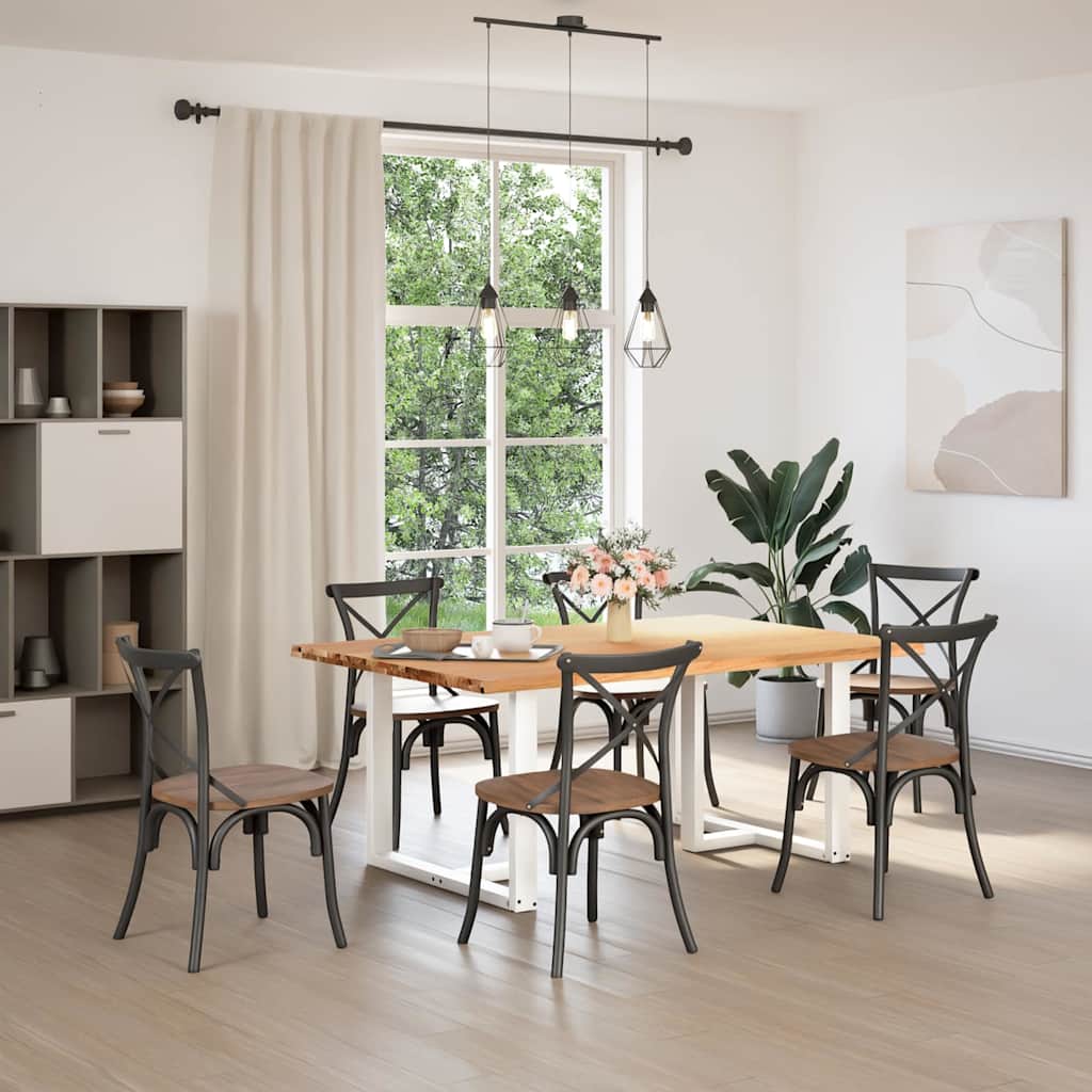 vidaXL Eettafel met natuurlijke rand 180x120x74 cm massief eikenhout afbeelding