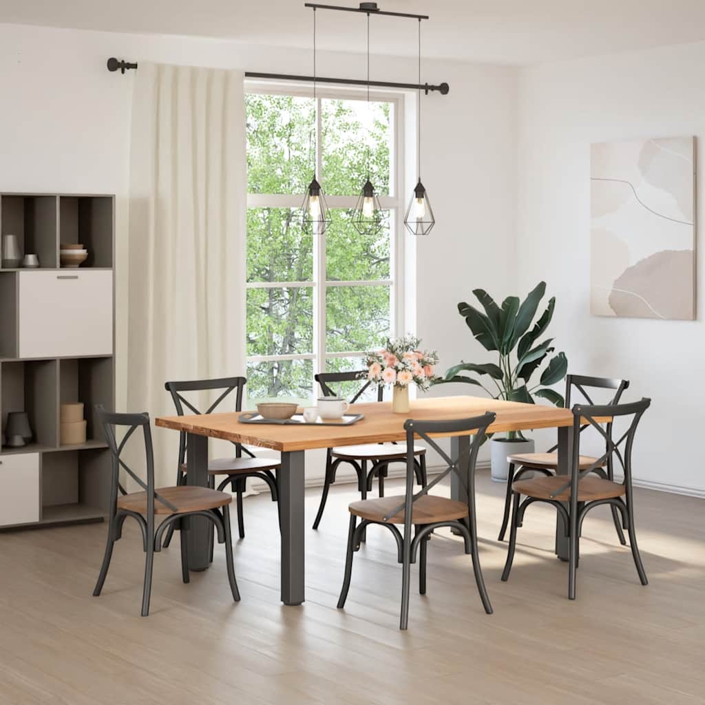 vidaXL Eettafel rechthoekig 200x120x74 cm massief eikenhout lichtbruin afbeelding