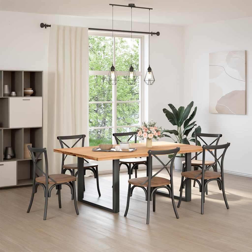 vidaXL Eettafel rechthoekig 200x120x74 cm massief eikenhout lichtbruin afbeelding