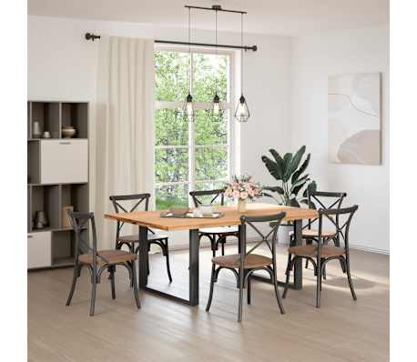 vidaXL Table &agrave; manger marron clair bois de ch&ecirc;ne massif rectangulaire