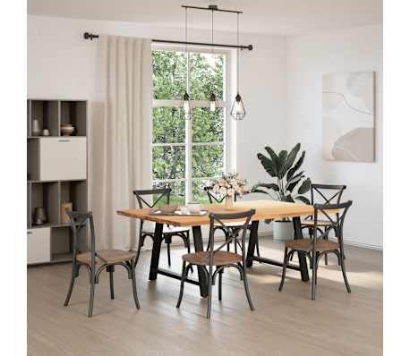 vidaXL Table &agrave; manger marron clair bois de ch&ecirc;ne massif rectangulaire