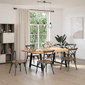 vidaXL Table &agrave; manger marron clair bois de ch&ecirc;ne massif rectangulaire