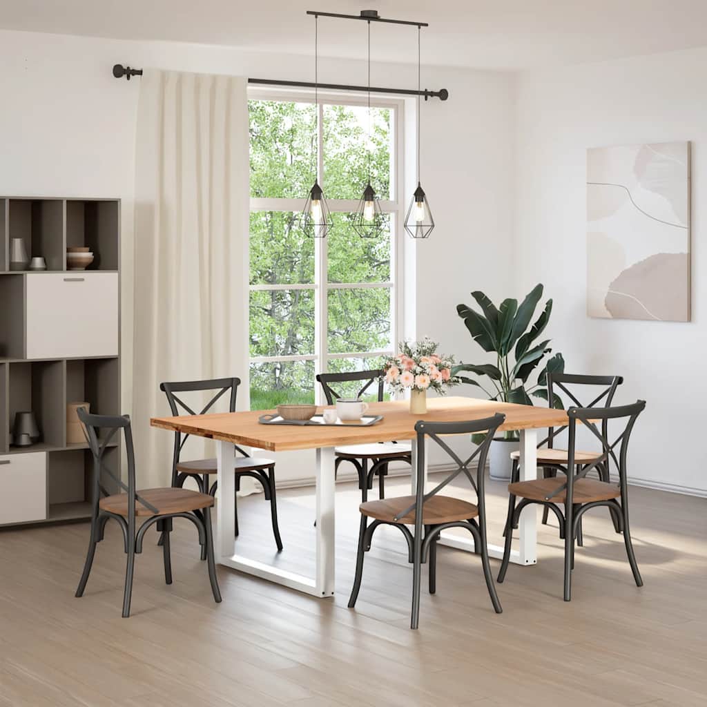 vidaXL Eettafel rechthoekig 200x120x74 cm massief eikenhout lichtbruin afbeelding