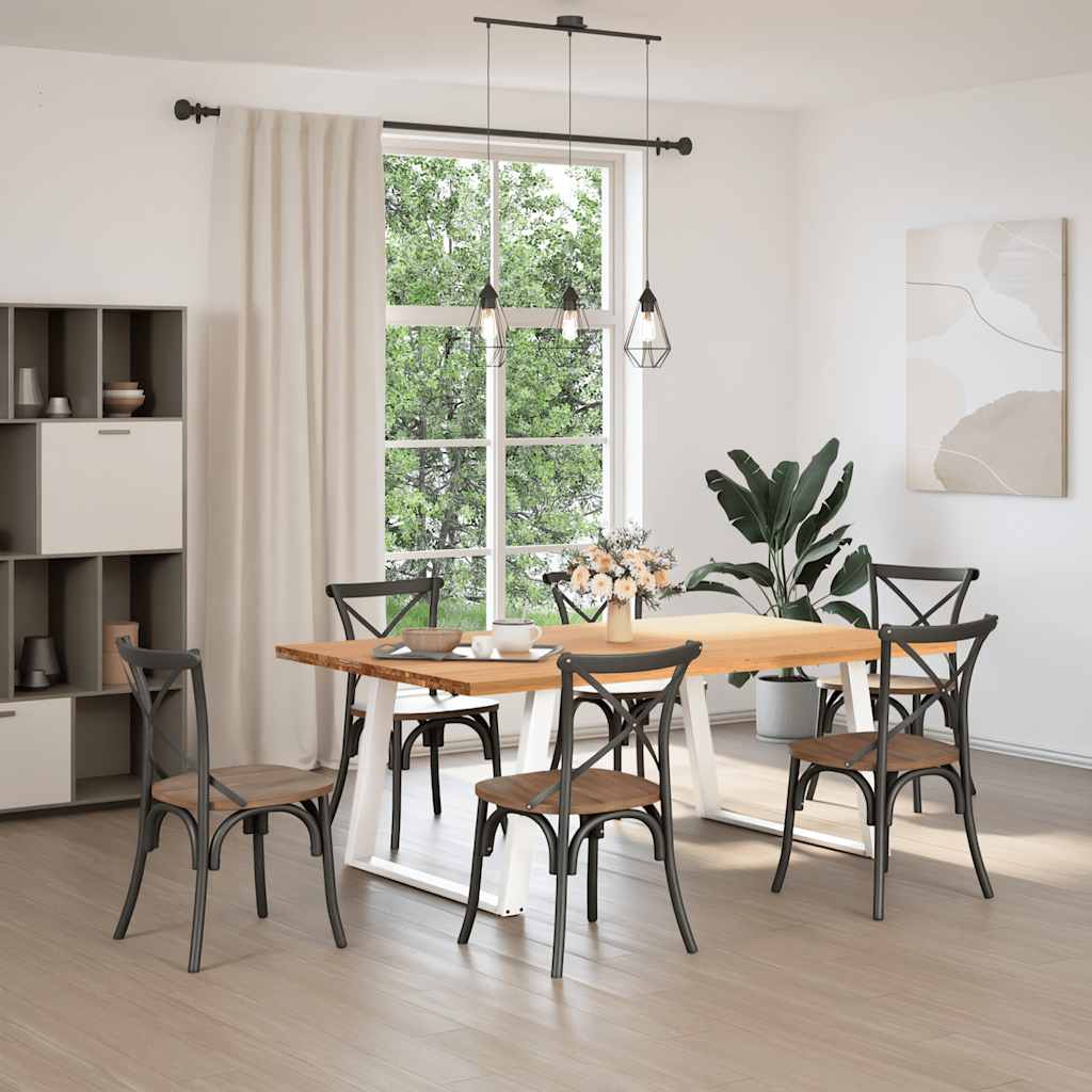 vidaXL Eettafel rechthoekig 200x120x74 cm massief eikenhout lichtbruin afbeelding