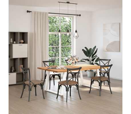 vidaXL Table &agrave; manger marron clair bois de ch&ecirc;ne massif rectangulaire