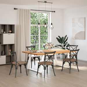 vidaXL Table &agrave; manger marron clair bois de ch&ecirc;ne massif rectangulaire