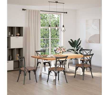 vidaXL Table &agrave; manger marron clair bois de ch&ecirc;ne massif rectangulaire