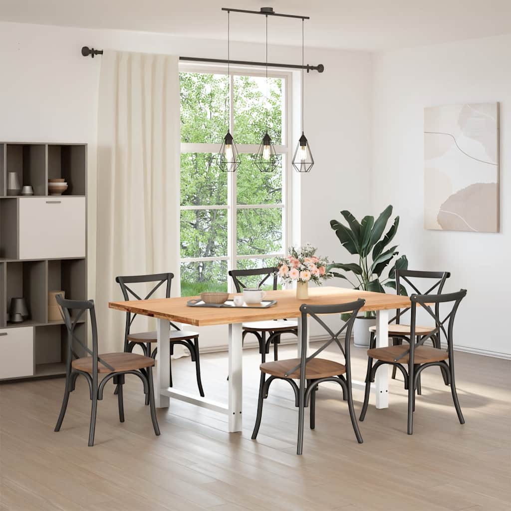 vidaXL Eettafel rechthoekig 200x120x74 cm massief eikenhout lichtbruin afbeelding