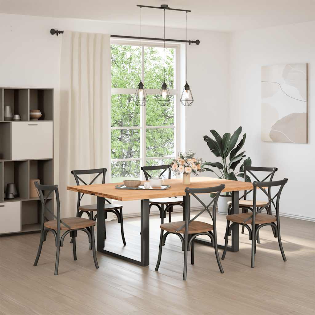 vidaXL Eettafel met natuurlijke rand massief eikenhout rechthoekig afbeelding