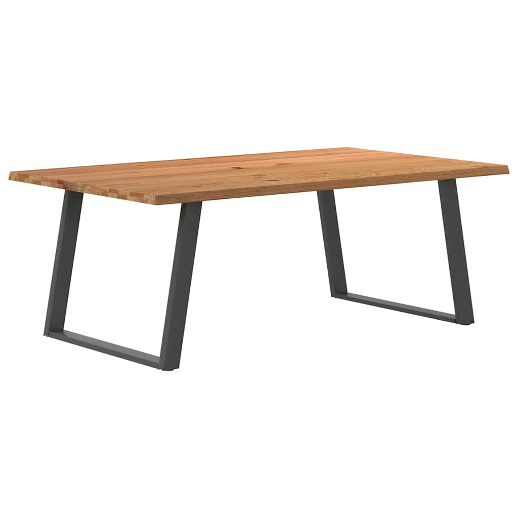 vidaXL Eettafel met natuurlijke rand massief eikenhout rechthoekig