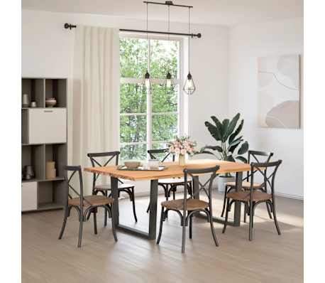 vidaXL Eettafel met natuurlijke rand massief eikenhout