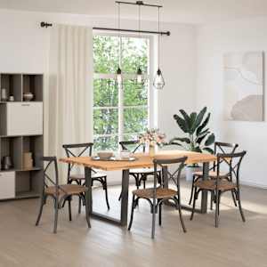 vidaXL Eettafel met natuurlijke rand massief eikenhout