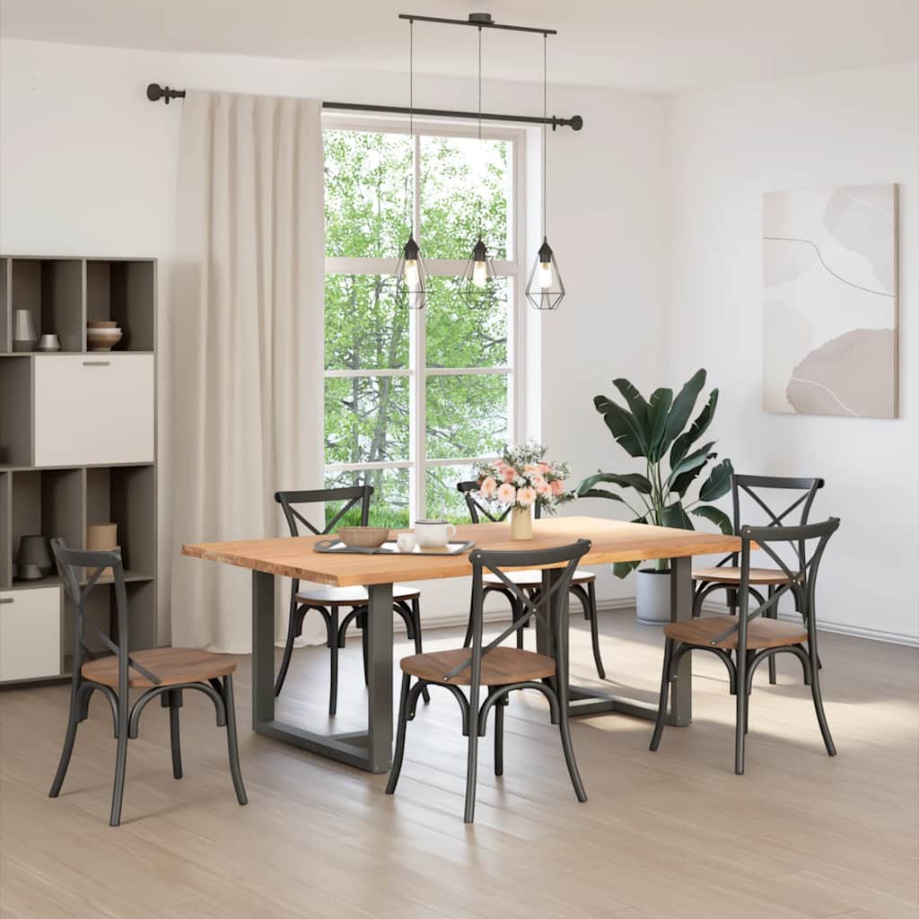vidaXL Eettafel met natuurlijke rand massief eikenhout rechthoekig afbeelding