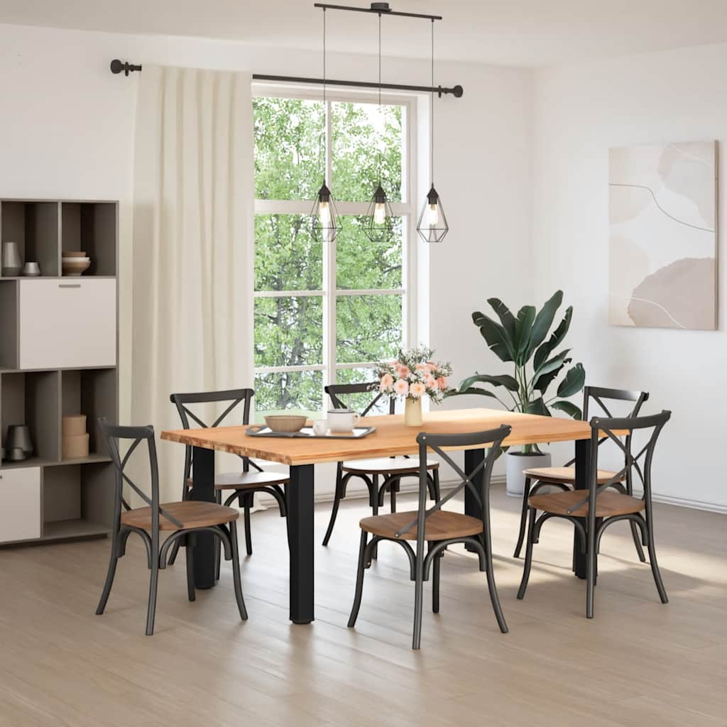 vidaXL Eettafel rechthoekig 200x120x74 cm massief eikenhout lichtbruin afbeelding