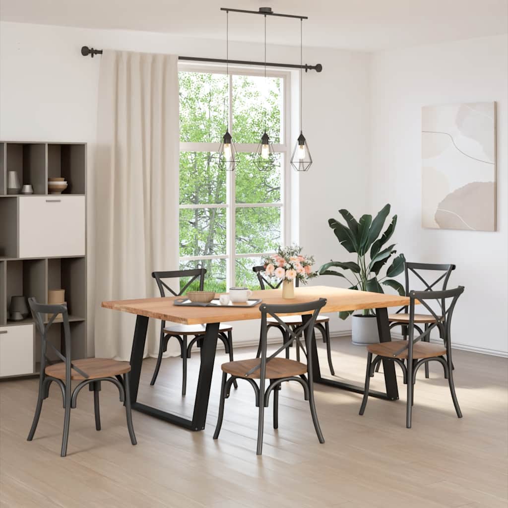 vidaXL Eettafel met natuurlijke rand massief eikenhout rechthoekig afbeelding