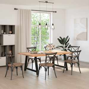 vidaXL Table &agrave; manger avec bord naturel bois massif ch&ecirc;ne rectangulaire