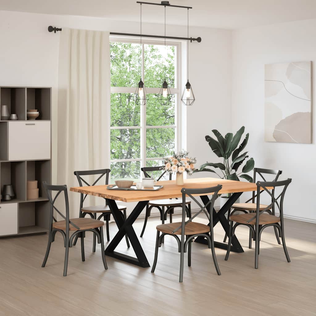 vidaXL Eettafel met natuurlijke rand massief eikenhout afbeelding