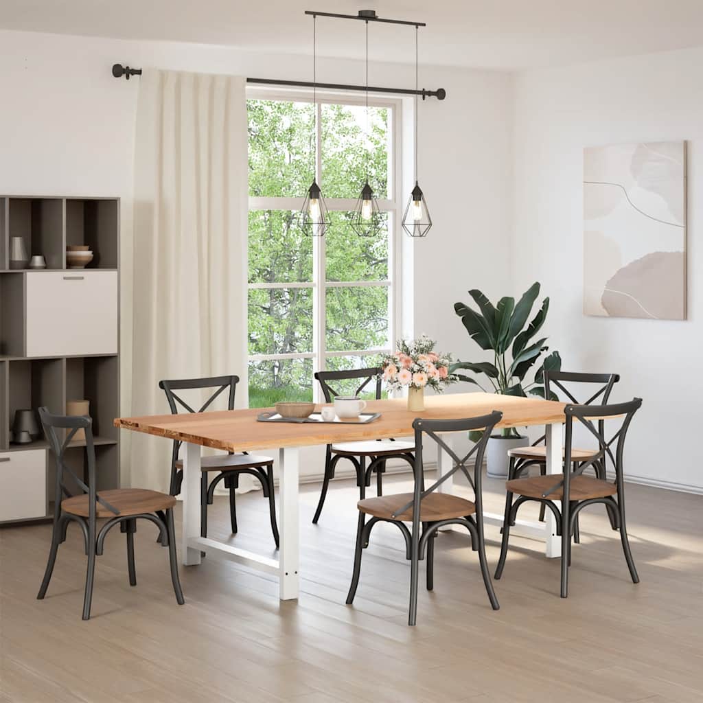 vidaXL Eettafel rechthoekig 240x120x74 cm massief eikenhout lichtbruin afbeelding