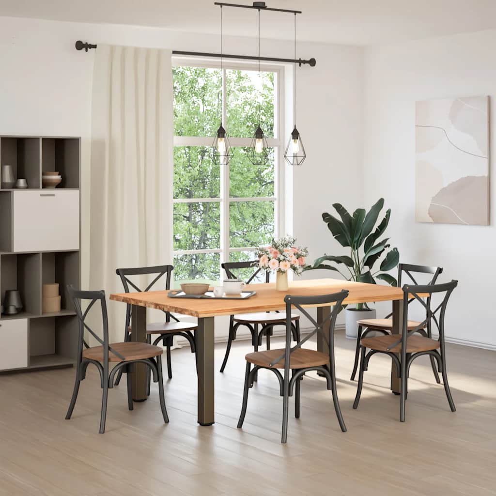 vidaXL Eettafel rechthoekig 200x120x74 cm massief eikenhout lichtbruin afbeelding