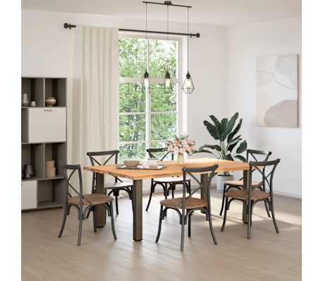 vidaXL Dining Table Light brown Solid oak wood Large Seats Many