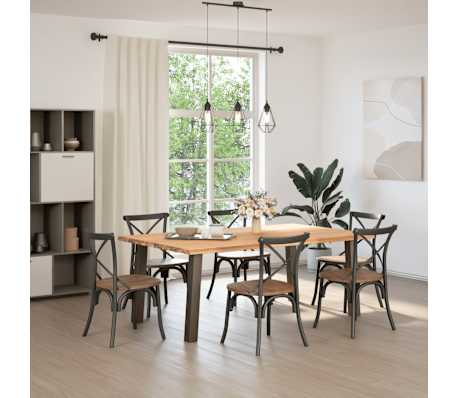 vidaXL Table &agrave; manger marron clair bois de ch&ecirc;ne massif rectangulaire