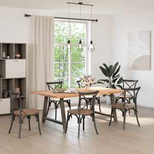 vidaXL Esstisch mit Baumkanten 200x120x74 cm Massivholz Eiche Rechteck