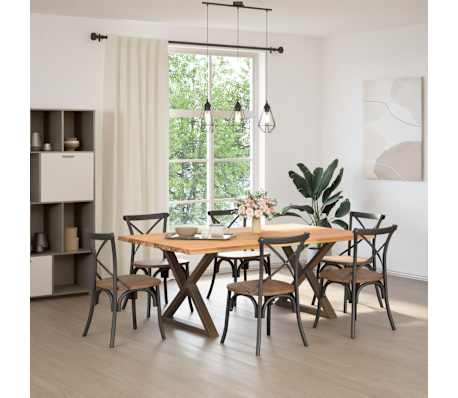 vidaXL Eettafel met natuurlijke rand massief eikenhout