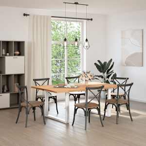 vidaXL Table &agrave; manger avec bord naturel bois massif ch&ecirc;ne rectangulaire