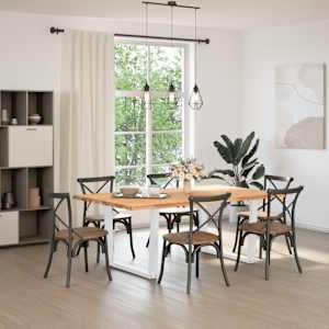 vidaXL Eettafel met natuurlijke rand massief eikenhout