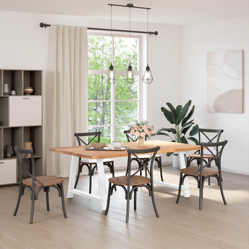 vidaXL Eettafel met natuurlijke rand massief eikenhout rechthoekig afbeelding