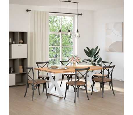 vidaXL Eettafel met natuurlijke rand massief eikenhout