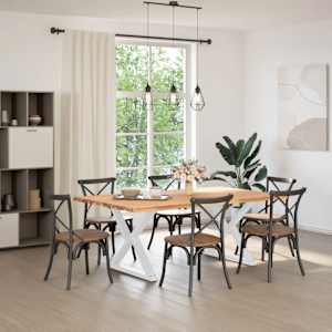 vidaXL Eettafel met natuurlijke rand massief eikenhout