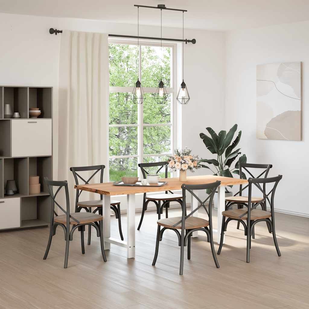 vidaXL Eettafel met natuurlijke rand massief eikenhout rechthoekig afbeelding