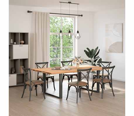 vidaXL Eettafel rechthoekig 220x120x74 cm massief eikenhout lichtbruin