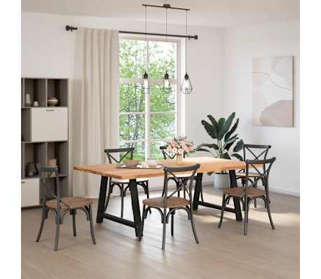 vidaXL Table &agrave; manger marron clair bois de ch&ecirc;ne massif rectangulaire