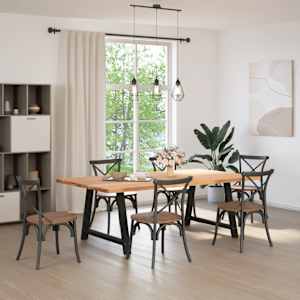 vidaXL Table &agrave; manger marron clair bois de ch&ecirc;ne massif rectangulaire