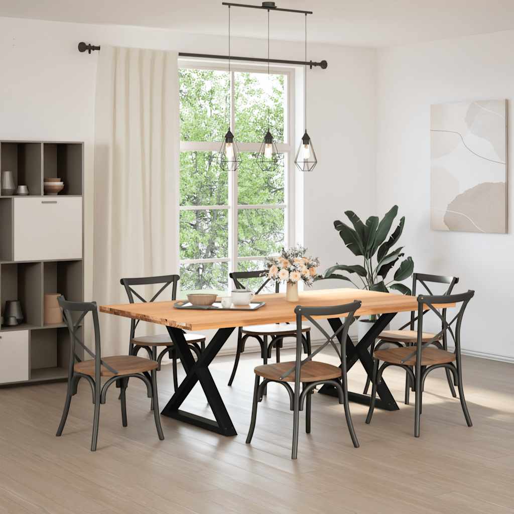 vidaXL Eettafel rechthoekig 220x120x74 cm massief eikenhout lichtbruin afbeelding