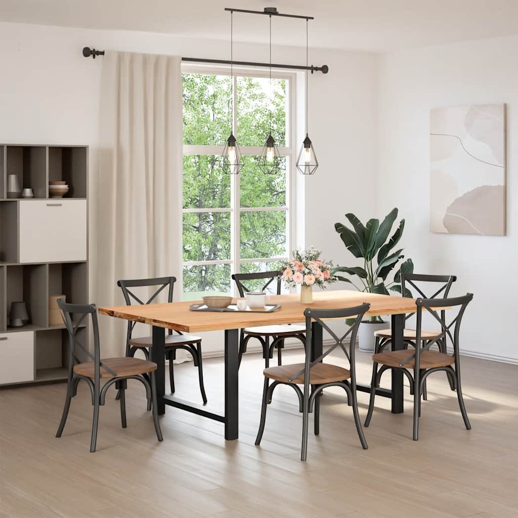 vidaXL Eettafel rechthoekig 220x120x74 cm massief eikenhout lichtbruin afbeelding