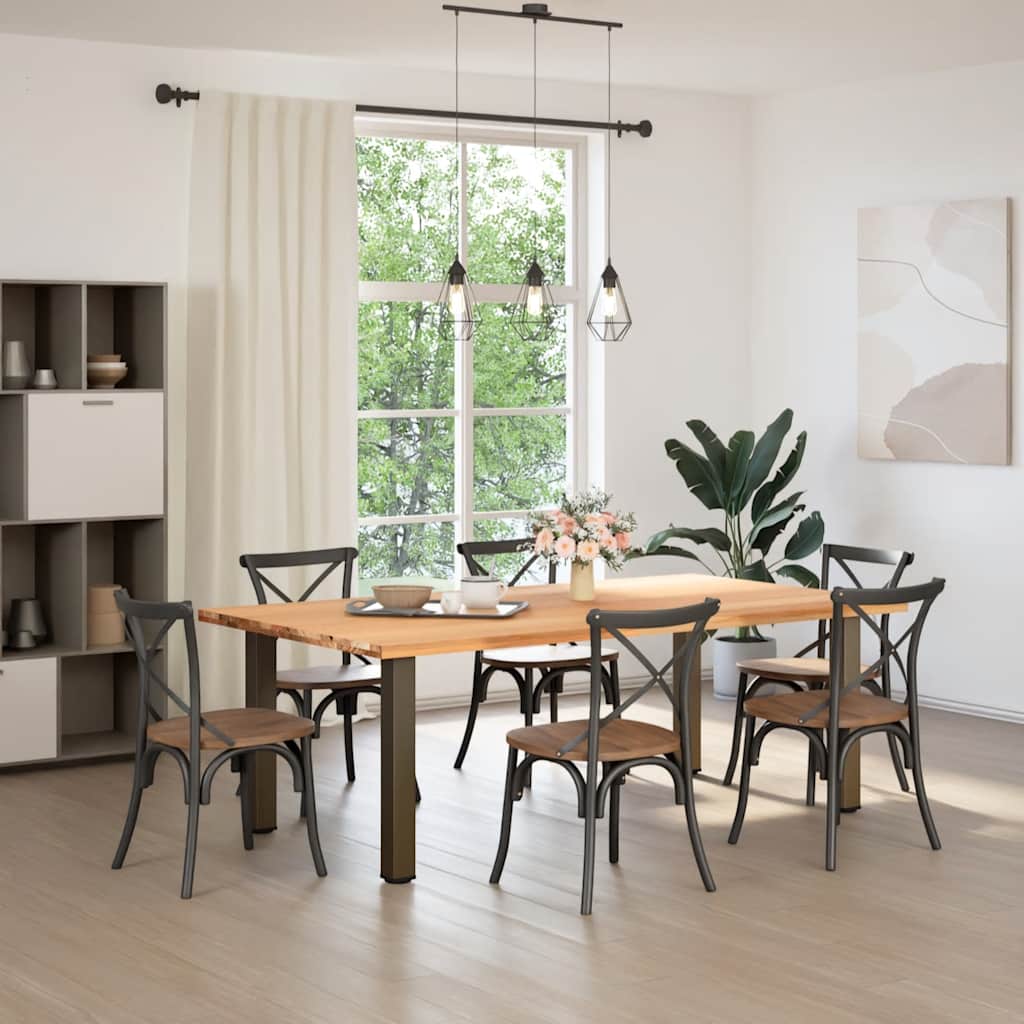 vidaXL Eettafel rechthoekig 220x120x74 cm massief eikenhout lichtbruin afbeelding