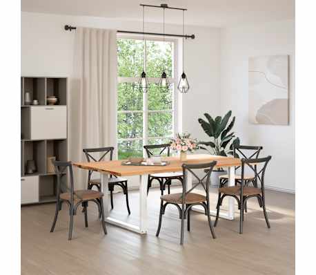 vidaXL Eettafel rechthoekig 220x120x74 cm massief eikenhout lichtbruin