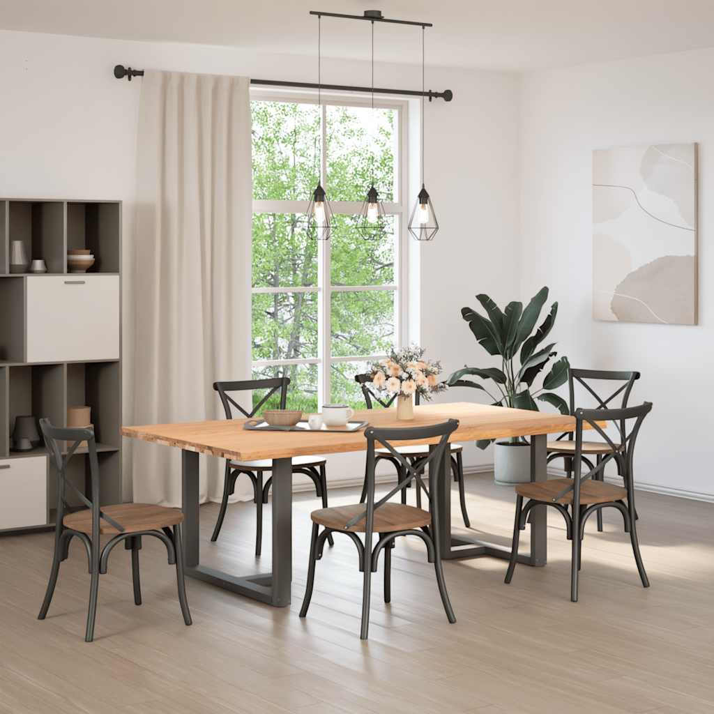 vidaXL Eettafel met natuurlijke rand 220x120x74 cm massief eikenhout afbeelding